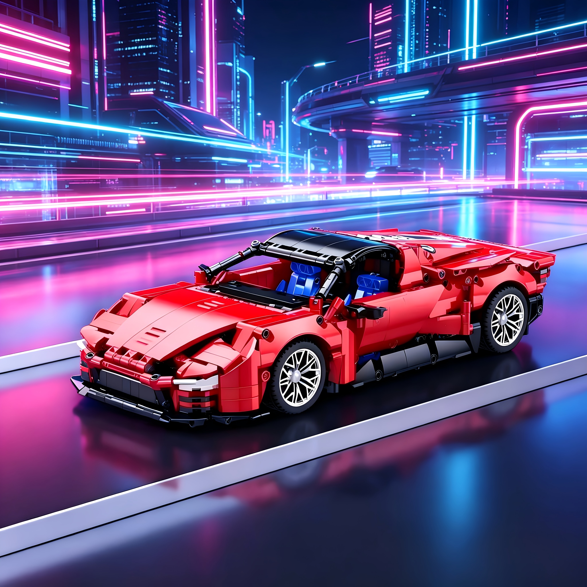 Mechanical Set Red Supercar Building Blocks